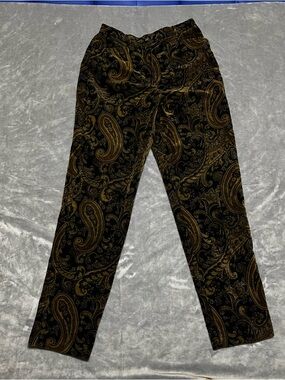 Jones New York Country Velvet Pants in Black and Gold Paisley
